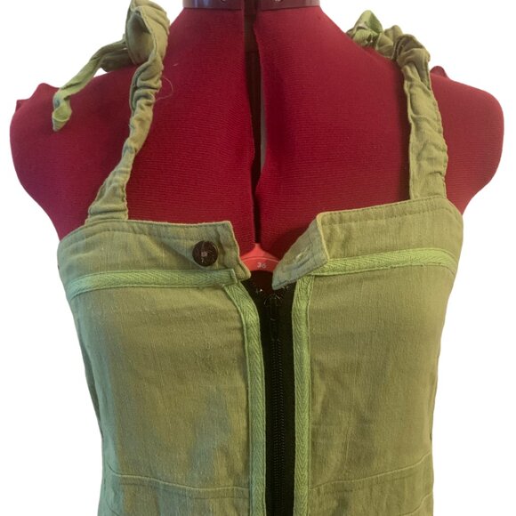 IGUANE CREATION - Bohemian Green linen midi dress transformable  - Size 2 - Picture 5 of 8